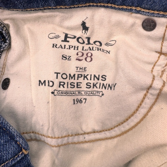 Polo by Ralph Lauren Indigo Tompkins Mid Rise Skinny Jeans, Size 28 *Flaw - Picture 10 of 16